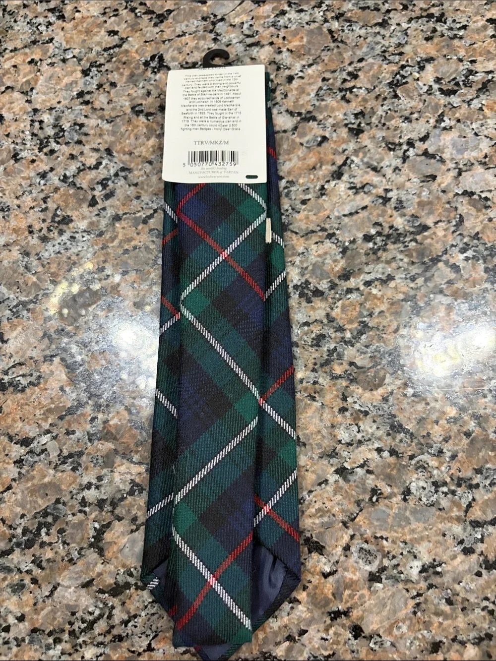Lochcarron MacKenzie Modern Tartan Tie - Green & Blue